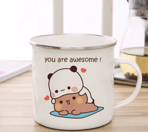 Mocha Bear Boob and Doodle Enamel Cup Coffee & Tea Cup