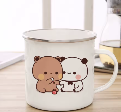 Mocha Bear Boob and Doodle Enamel Cup Coffee & Tea Cup