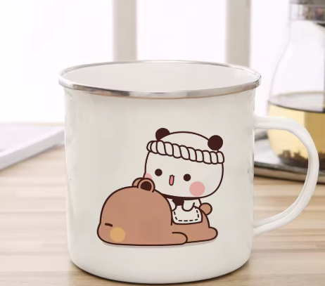 Mocha Bear Boob and Doodle Enamel Cup Coffee & Tea Cup