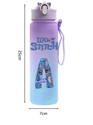 Water Bottle Lilo Stitch Cartoon Letter A-Z, 750ML