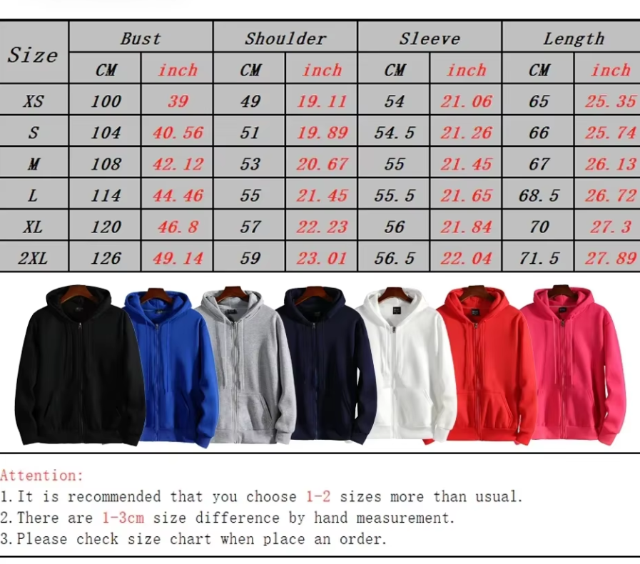 Customize Zipper Hoodies Women & Men